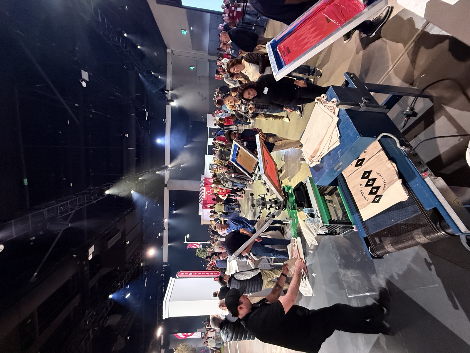 Guests lined up at a live Merch Troop activation for Live Event Embroidery
