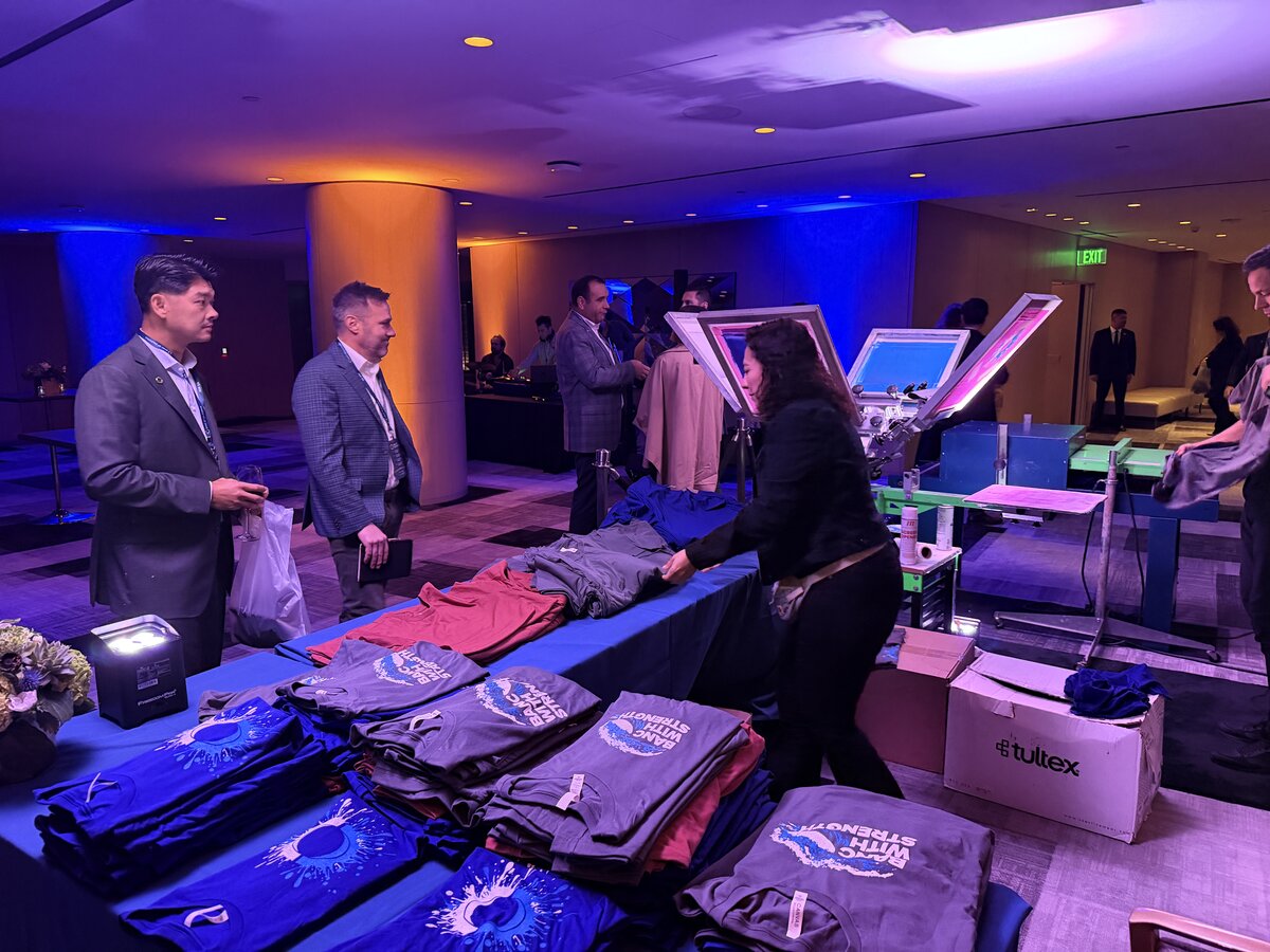 Pre-event staging for a live merch activation for Live Event Embroidery